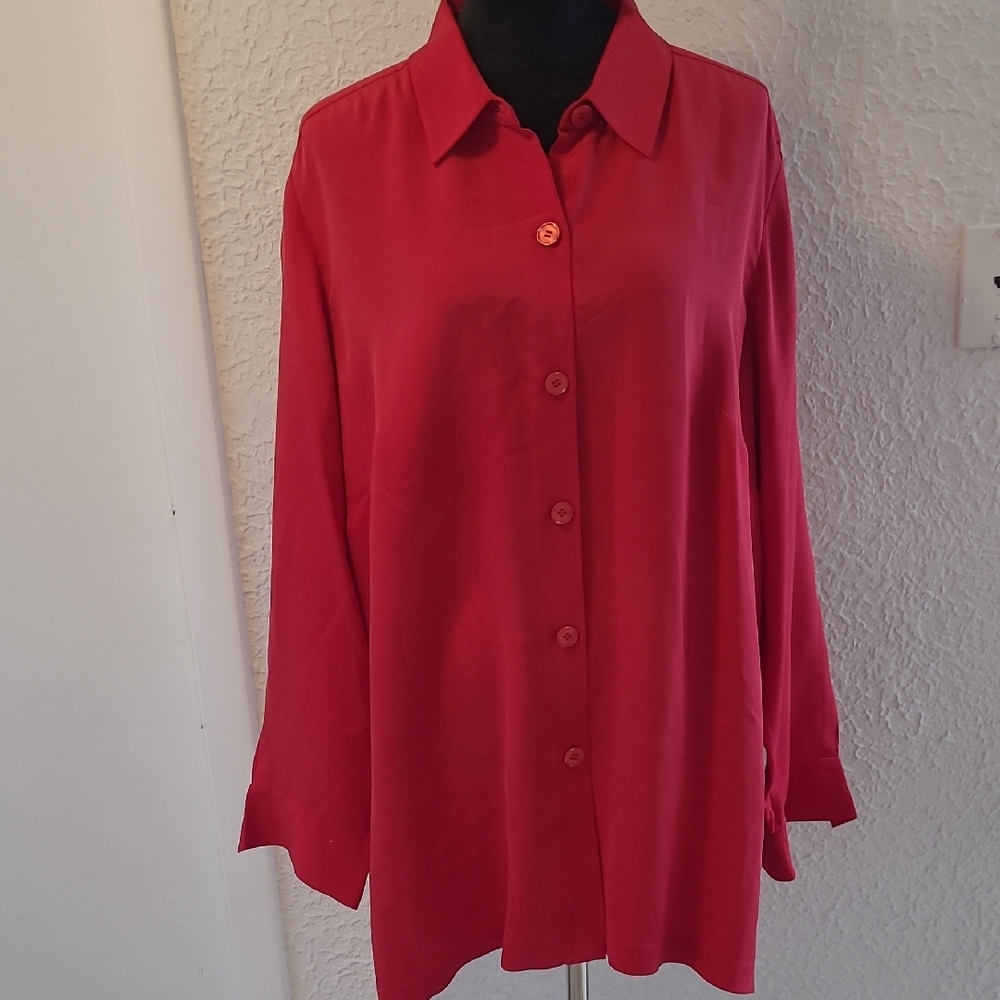 Josephine Chaus Red Button-Down Shirt Size 18